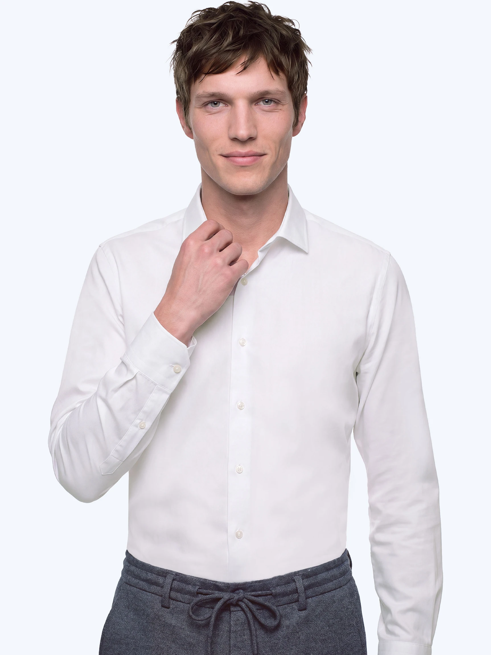 Белая классическая рубашка SLIM с длинным рукавом размеры XXL-6XL — Одежда — CLIMBER B.C.