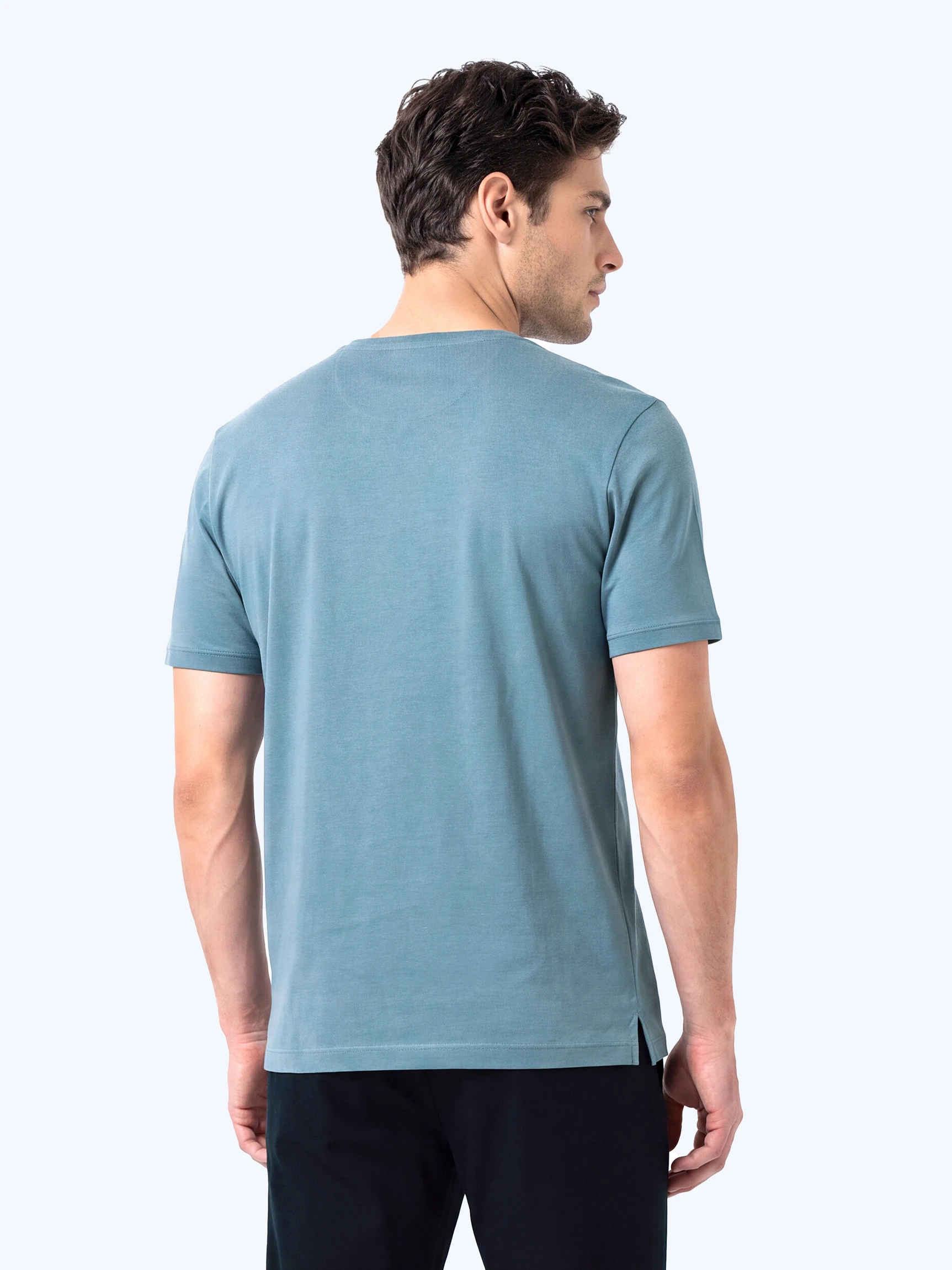 Голубая футболка из мерсеризованного хлопка — Одежда — фото 4 — CLIMBER B.C.