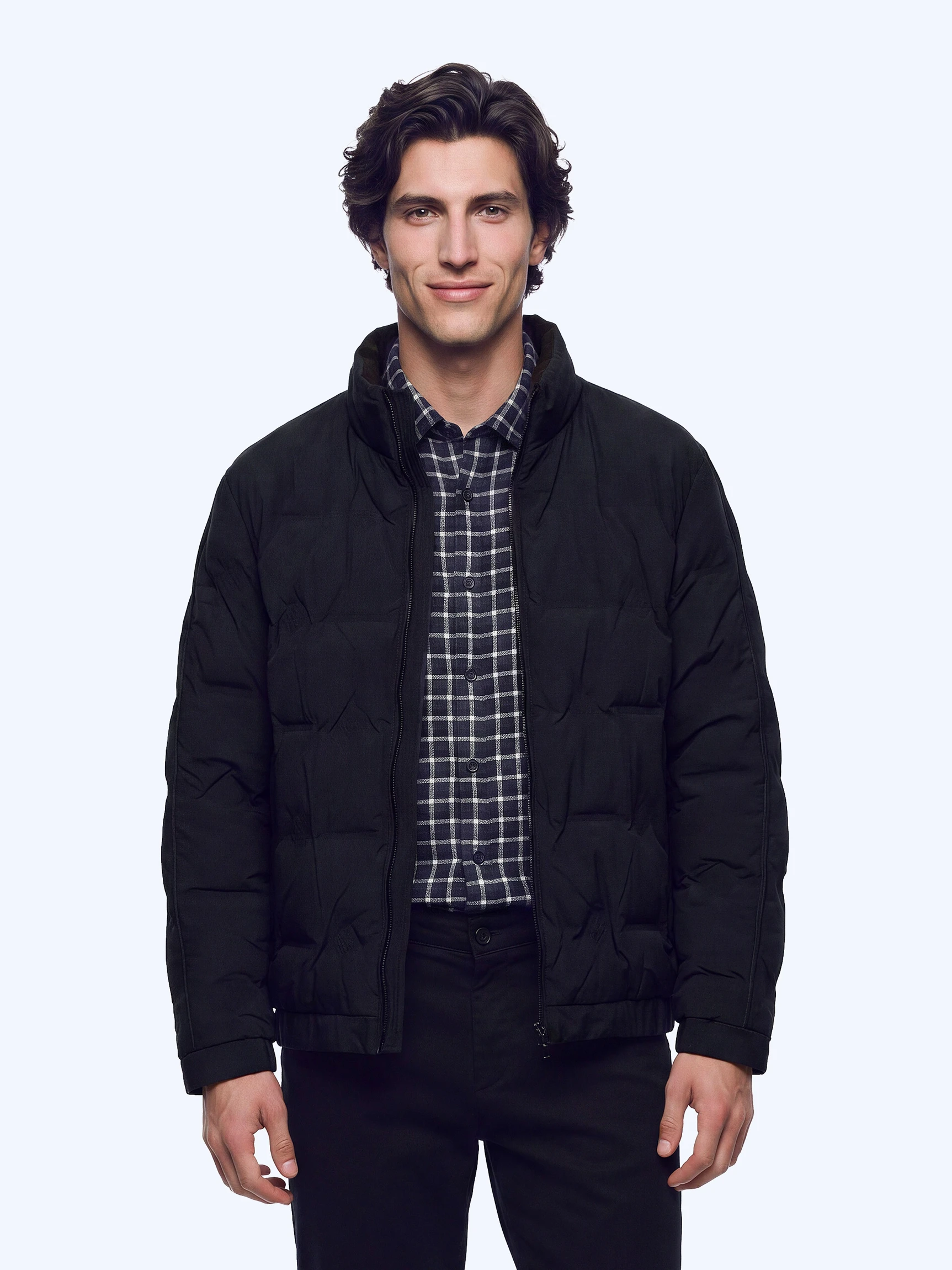 Тёмно-синяя утеплённая куртка с воротником-стойкой размеры XXL-6XL — Одежда — CLIMBER B.C.