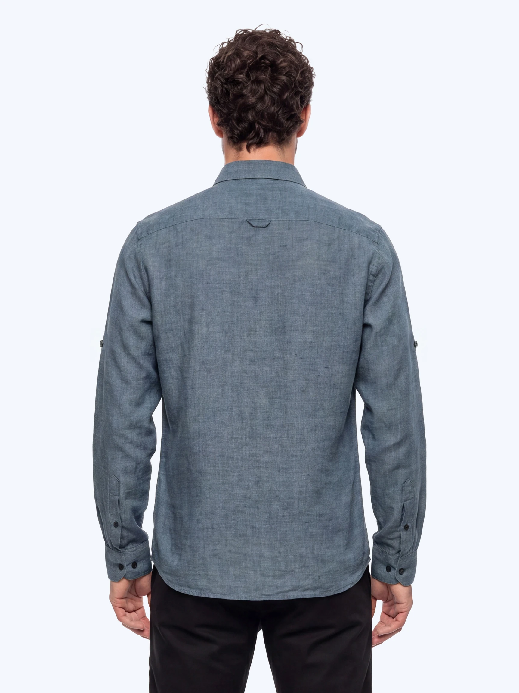 Серо-синяя повседневная рубашка с длинным рукавом размеры 3XL-6XL — Одежда — фото 3 — CLIMBER B.C.