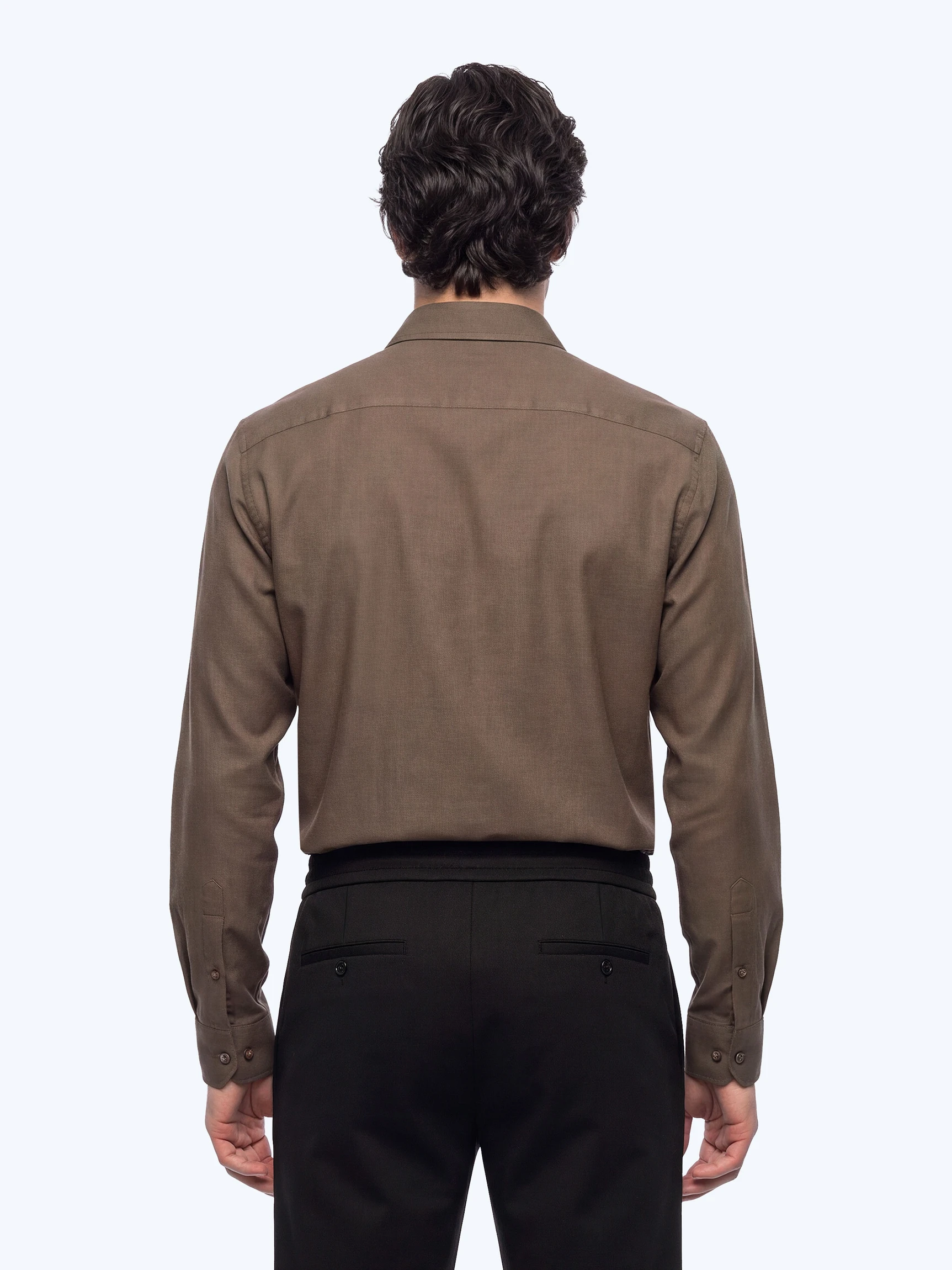 Коричневая классическая рубашка Slim с длинным рукавом размеры XXL-6XL — Одежда — фото 3 — CLIMBER B.C.