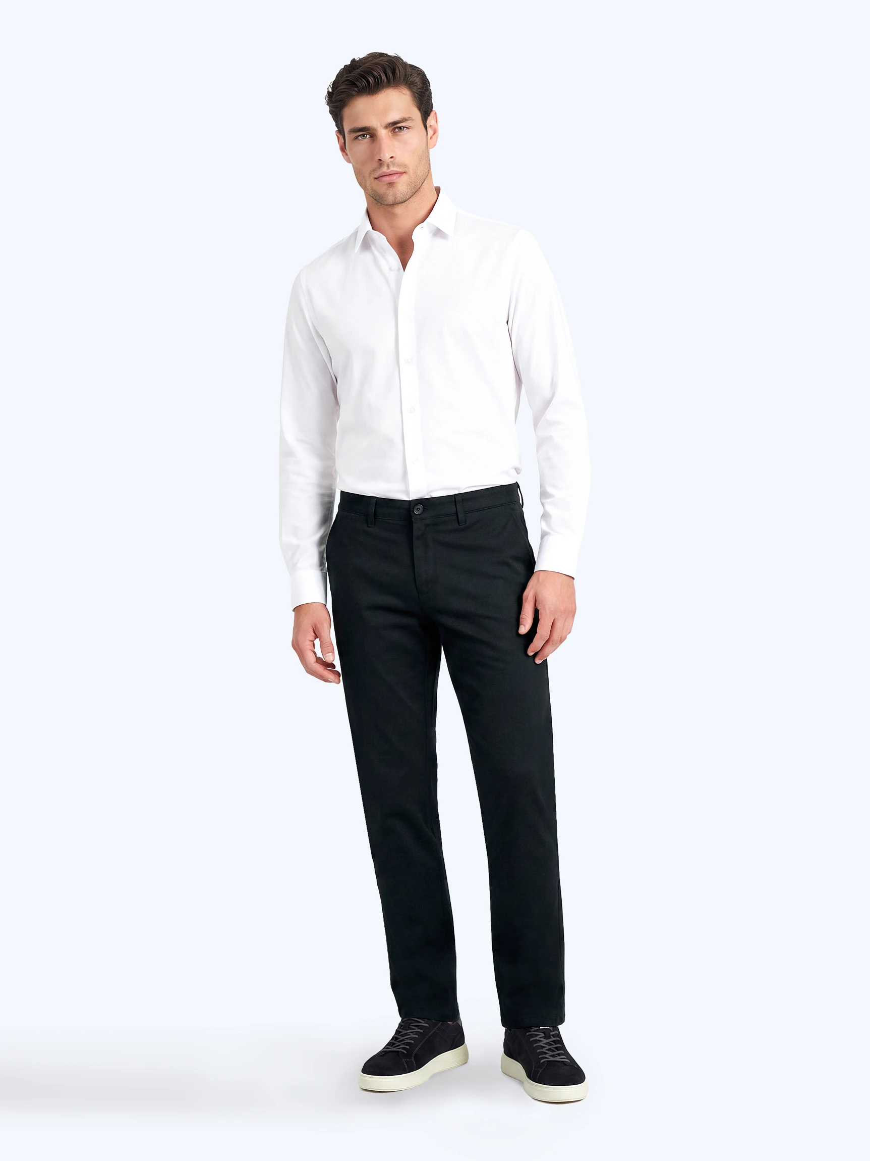Белая классическая рубашка SLIM с длинным рукавом размеры XXL-6XL — Одежда — CLIMBER B.C.