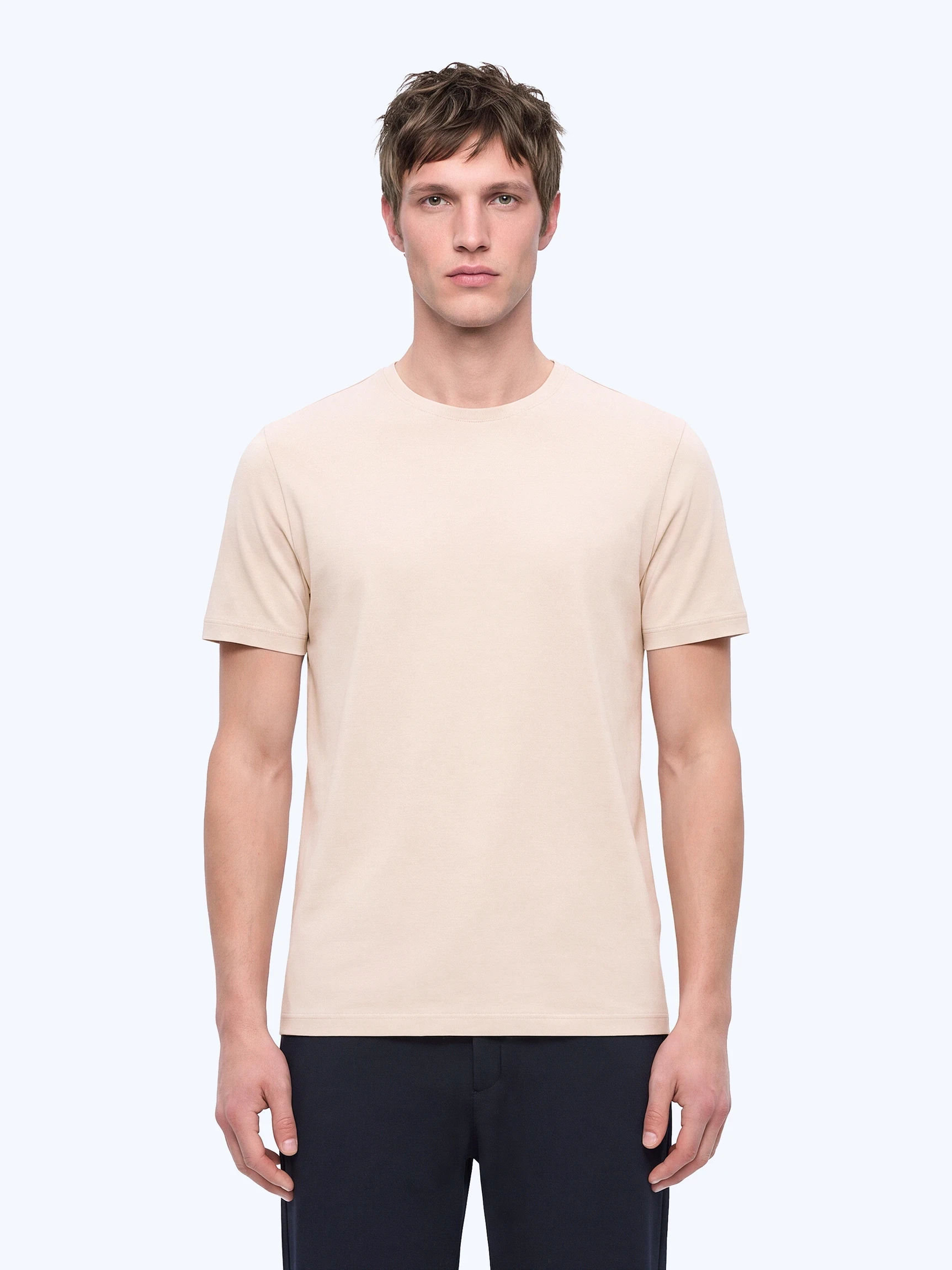 Светло-бежевая футболка из мерсеризованного хлопка размеры XXL-6XL — Одежда — CLIMBER B.C.
