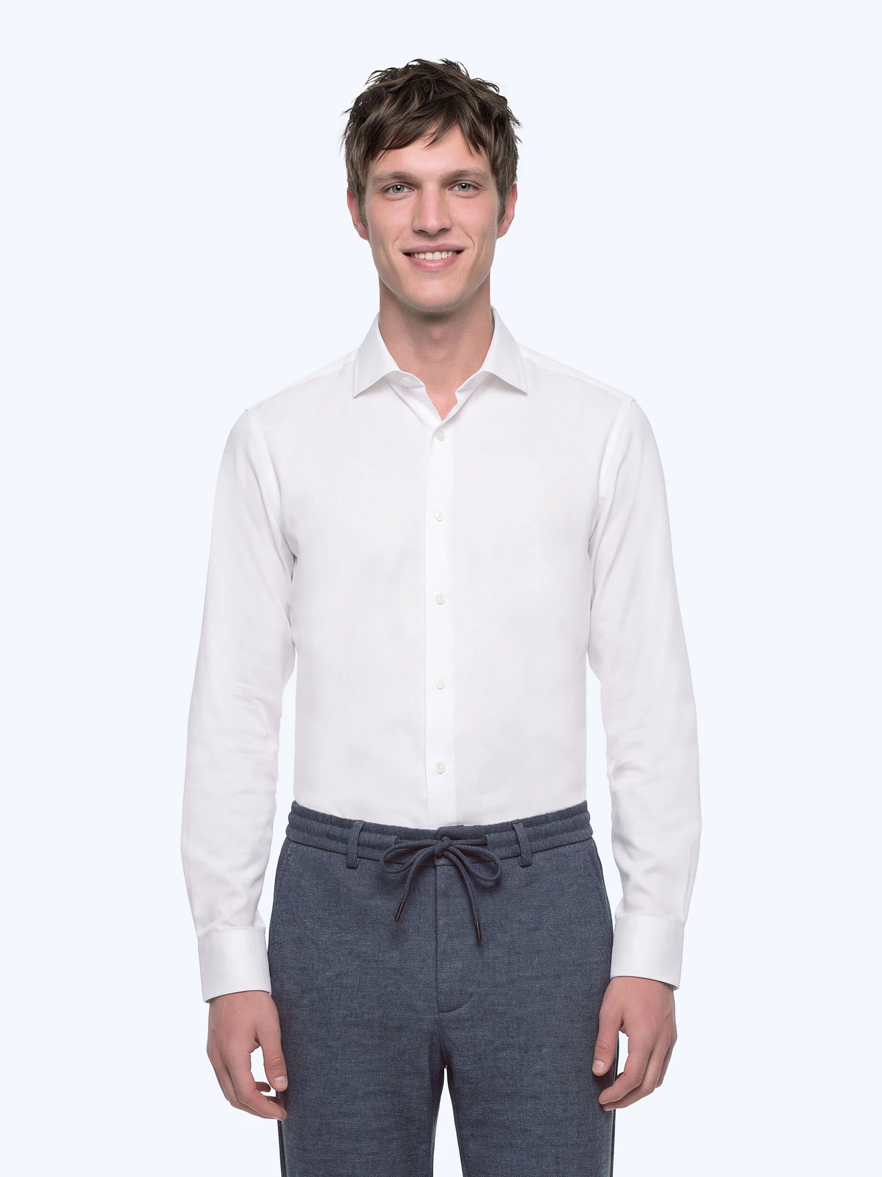 Белая классическая рубашка Slim с длинным рукавом размеры XXL-6XL — Одежда — фото 2 — CLIMBER B.C.