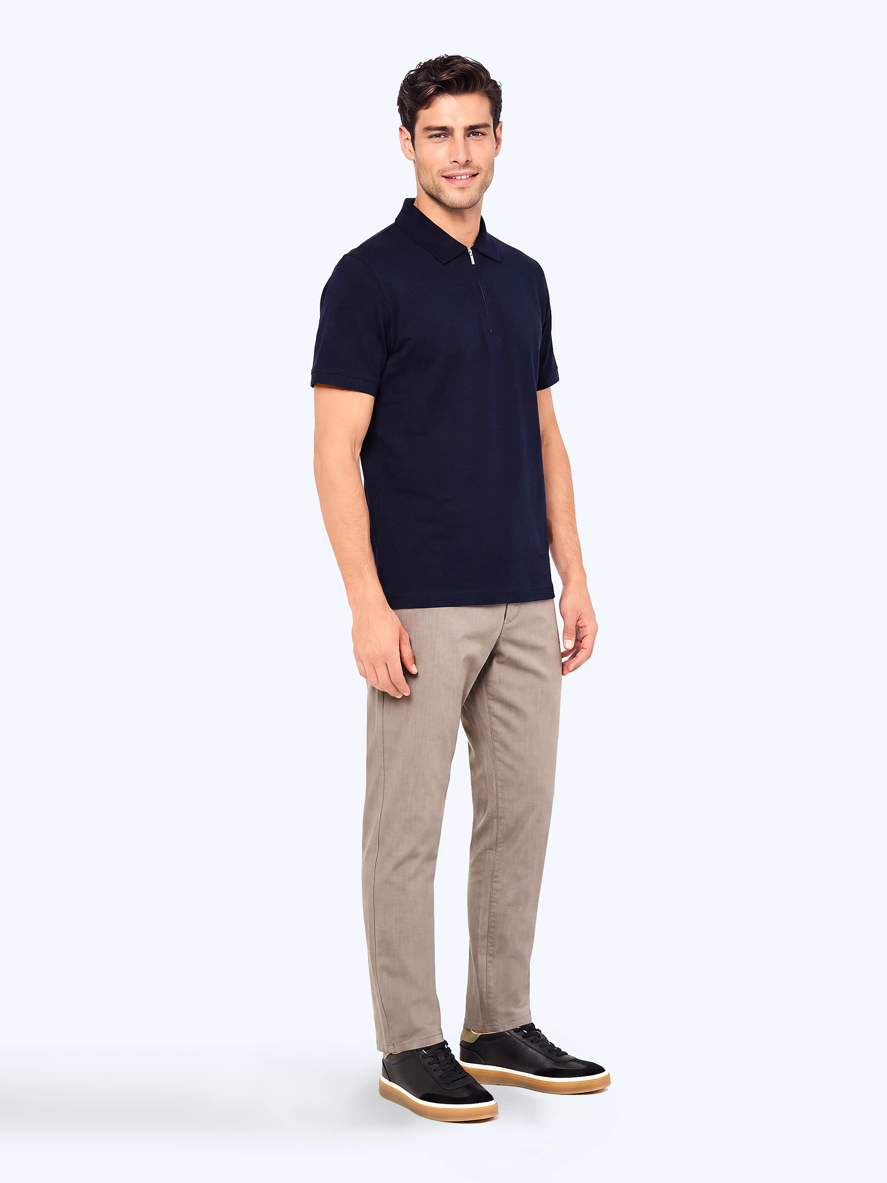 Тёмно-синее поло из мерсеризованного хлопка — Одежда — фото 3 — CLIMBER B.C.